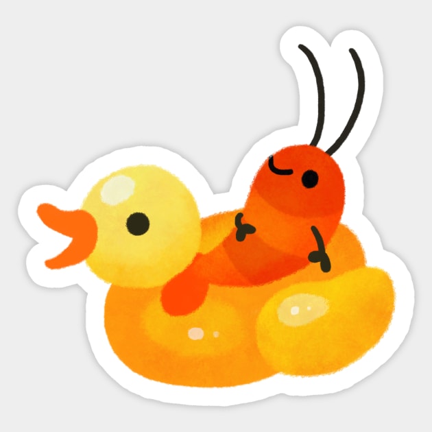 Cherry shrimp in the swimming pool Sticker by pikaole